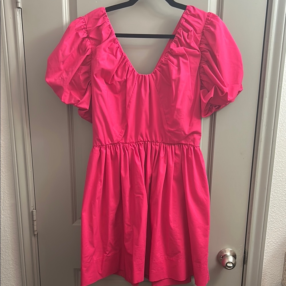 Express Bold Pink Ruffle Dress